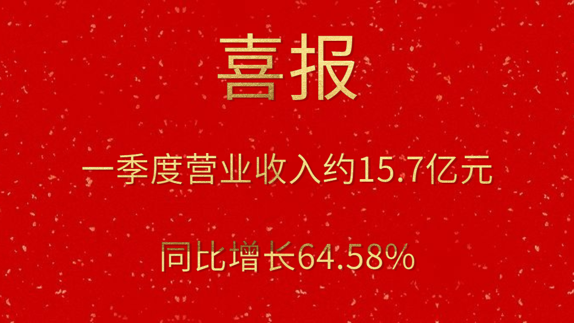 公司一季度实现营业收入约15.7亿元，，，，，，，同比增添64.58%